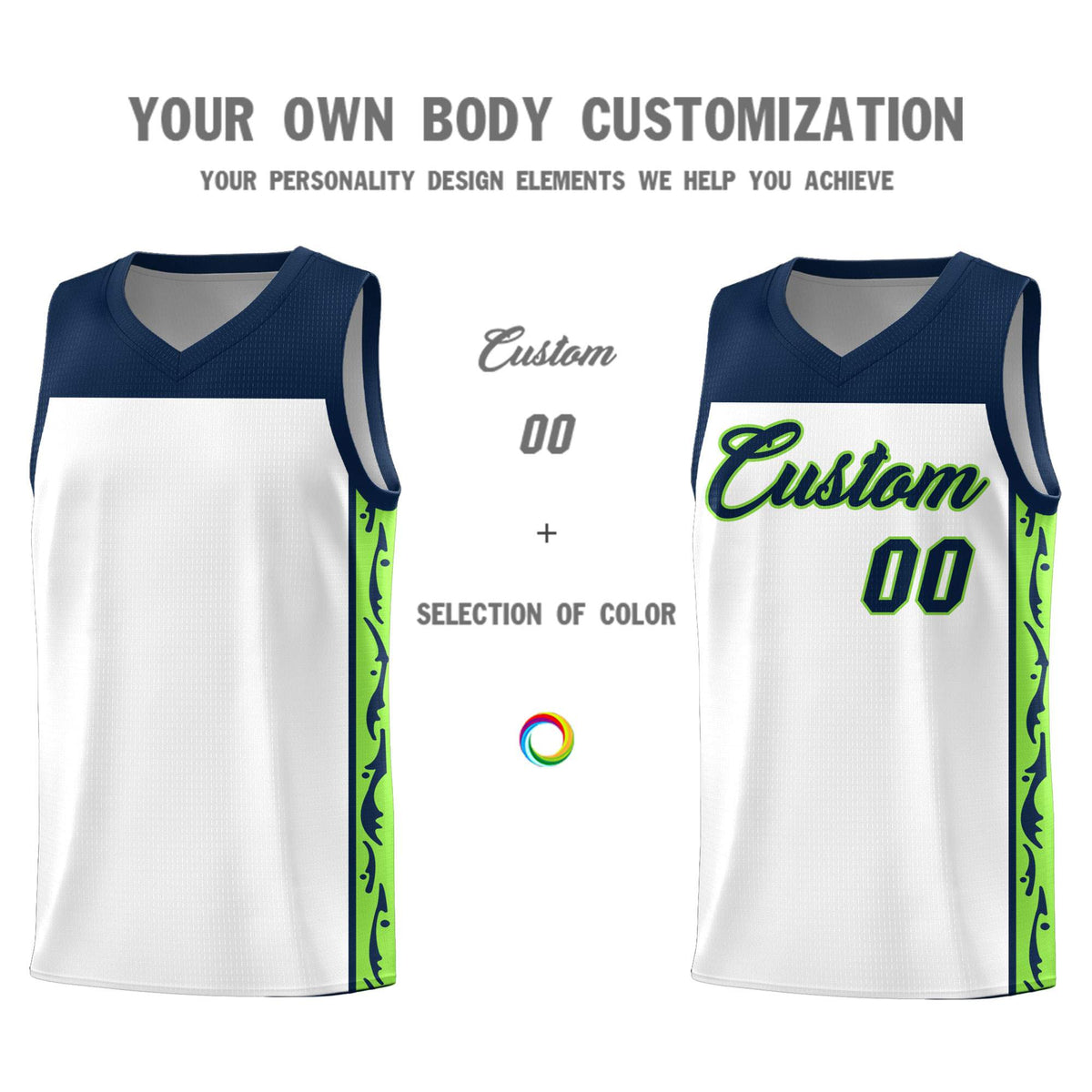 Custom White Side Pattern Sports Uniform Basketball Jersey