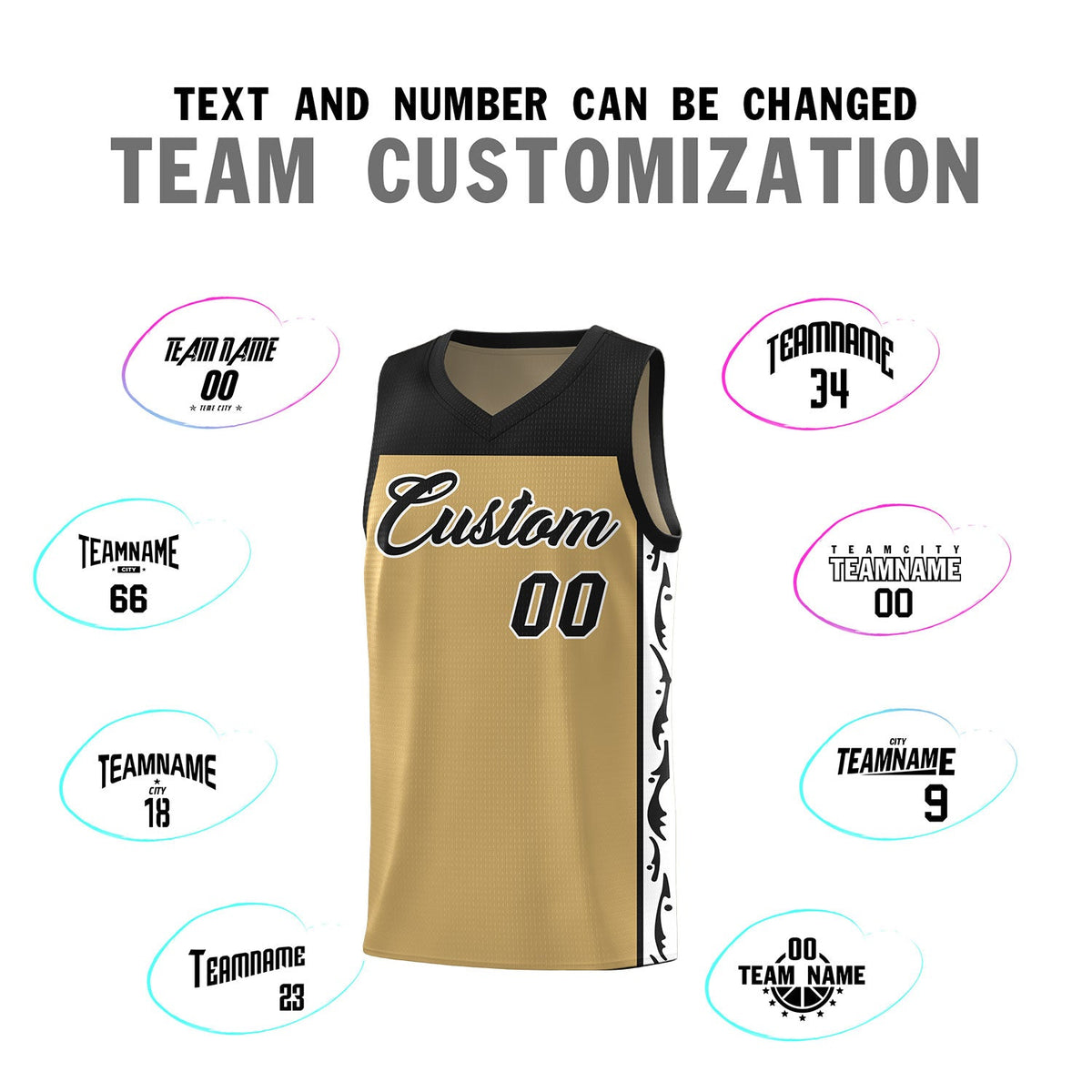 Custom Light Brown Side Pattern Sports Uniform Basketball Jersey