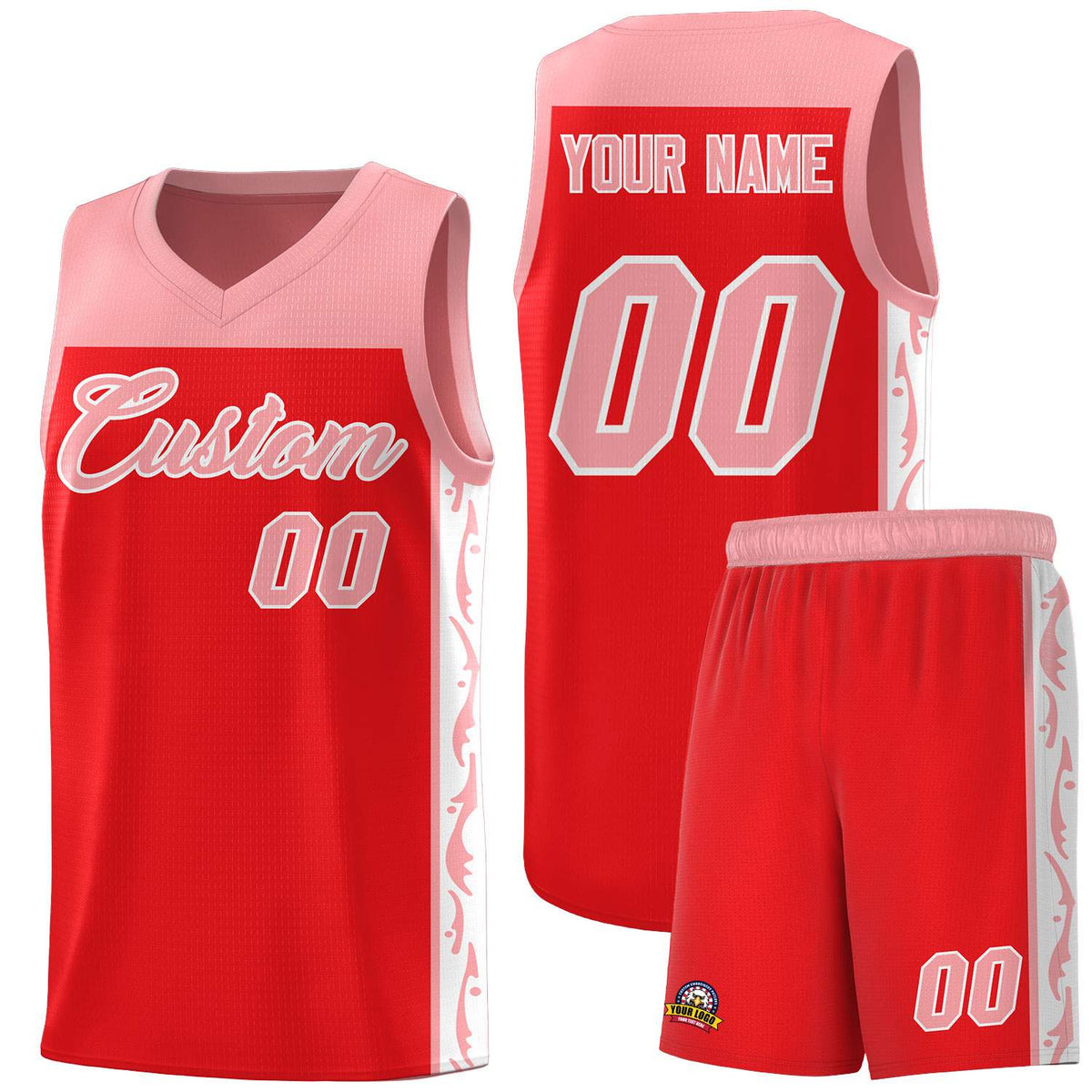 Custom Red Side Pattern Sports Uniform Basketball Jersey