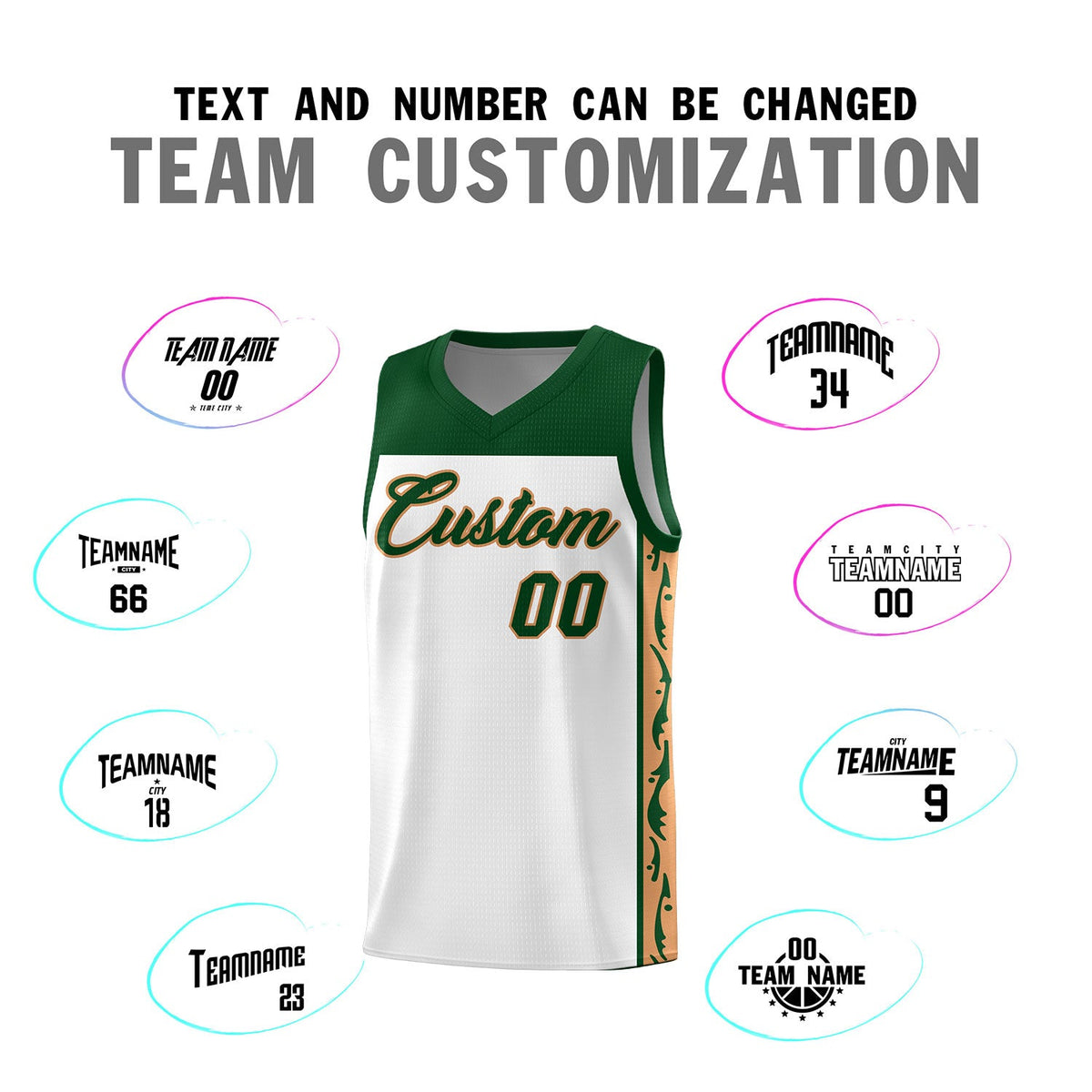Custom White Side Pattern Sports Uniform Basketball Jersey