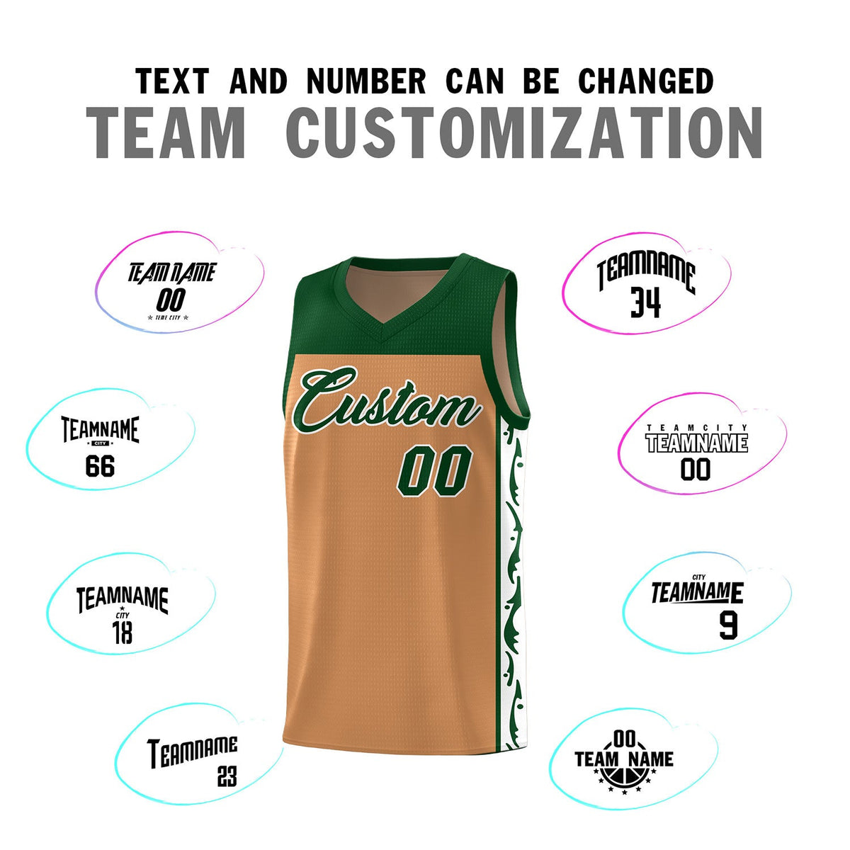 Custom Light Brown Side Pattern Sports Uniform Basketball Jersey