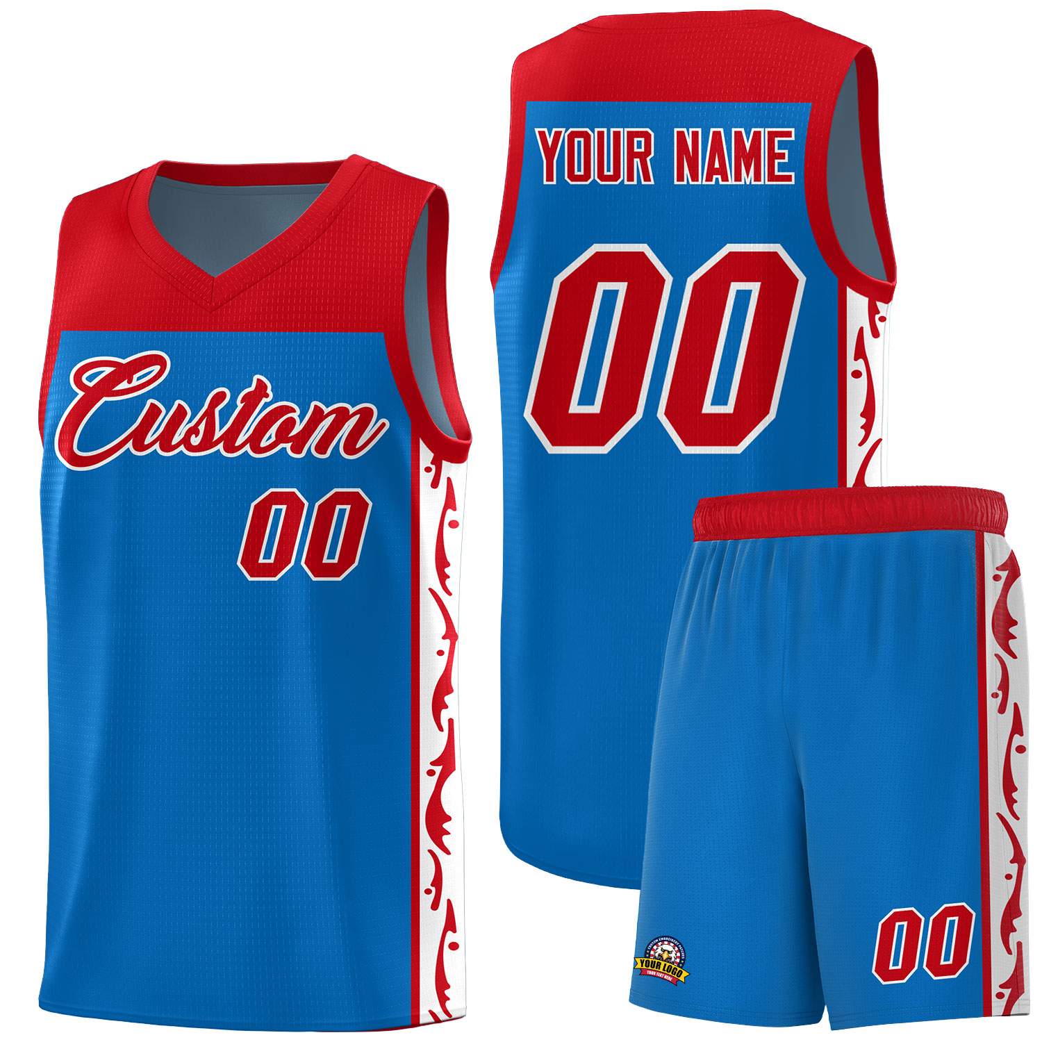 Custom Royal Side Pattern Sports Uniform Basketball Jersey