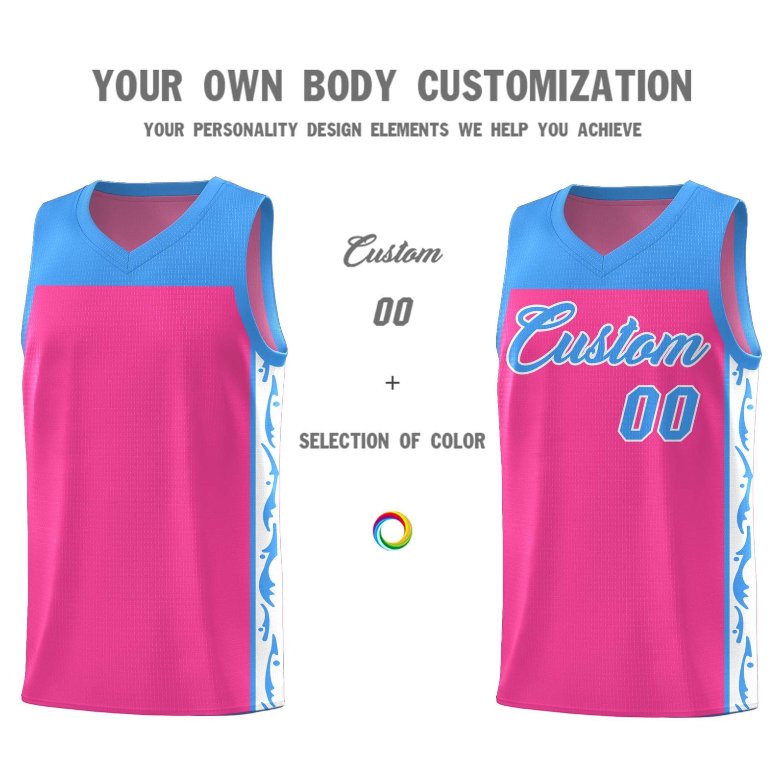 Custom Pink Side Pattern Sports Uniform Basketball Jersey