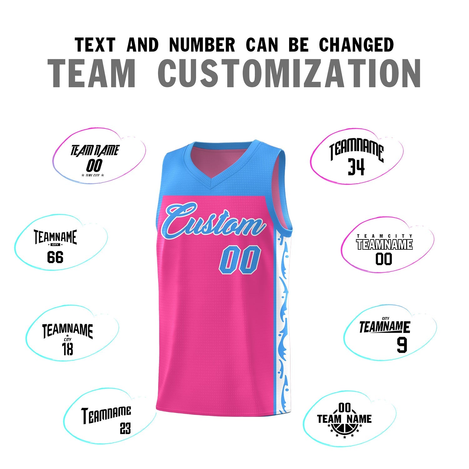 Custom Pink Side Pattern Sports Uniform Basketball Jersey