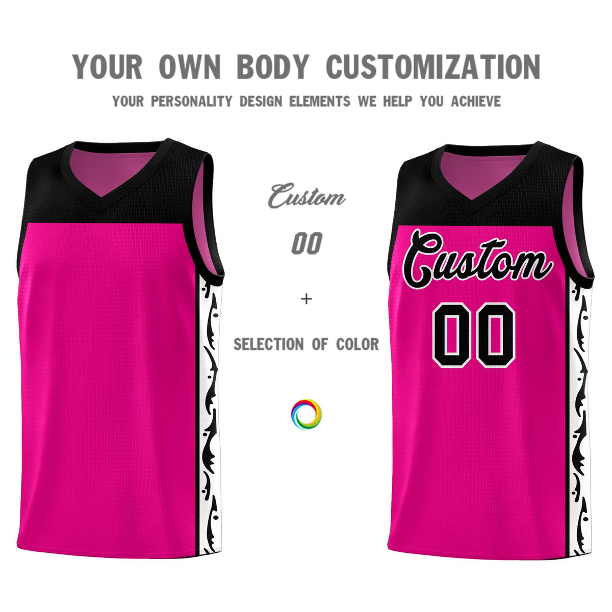 Custom Red Side Pattern Sports Uniform Basketball Jersey