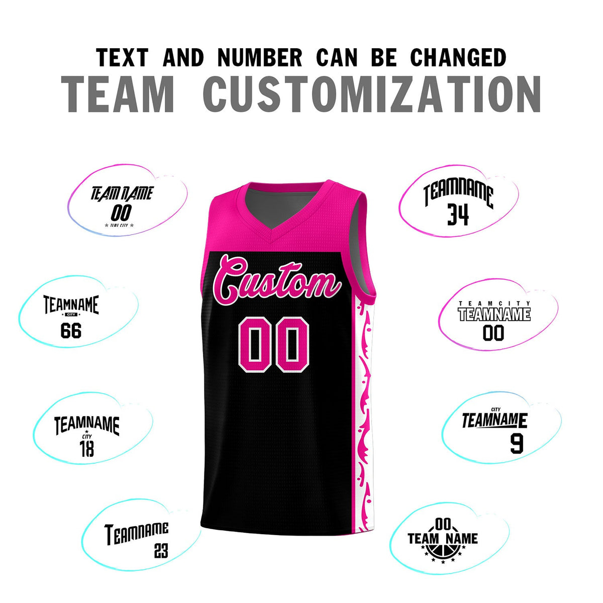 Custom Black Side Pattern Sports Uniform Basketball Jersey