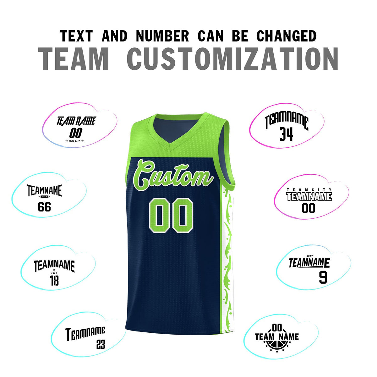 Custom Navy Side Pattern Sports Uniform Basketball Jersey