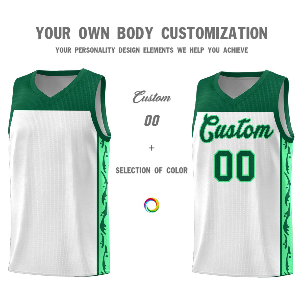 Custom White Side Pattern Sports Uniform Basketball Jersey