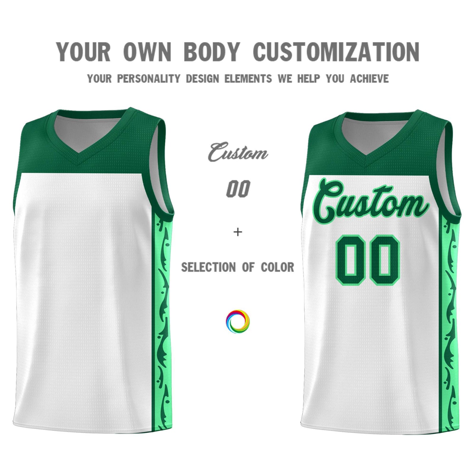 Custom White Side Pattern Sports Uniform Basketball Jersey