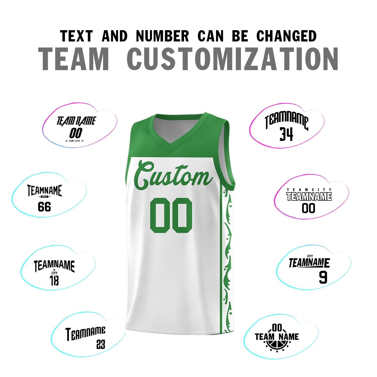 Custom White Side Pattern Sports Uniform Basketball Jersey