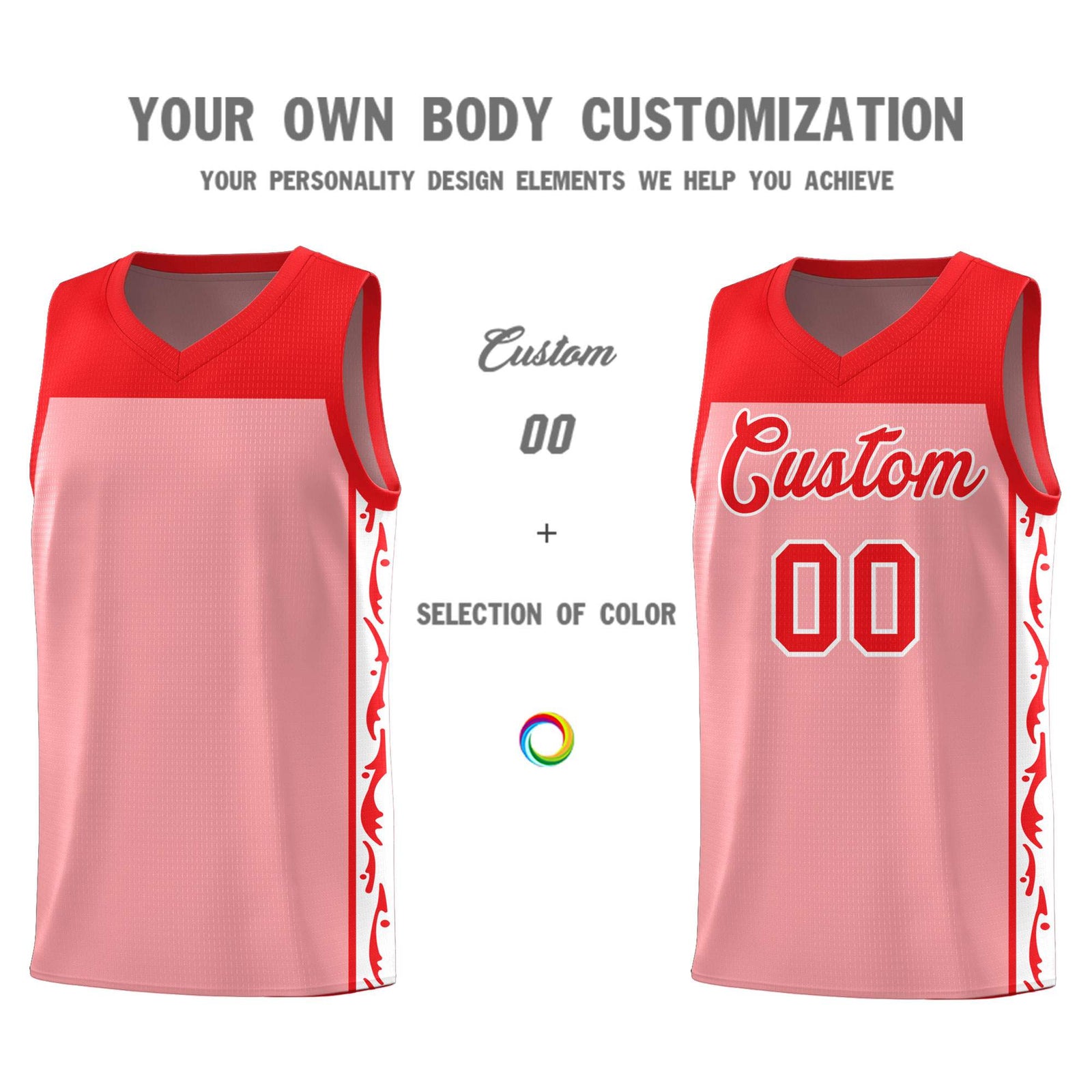 Custom Pink Side Pattern Sports Uniform Basketball Jersey
