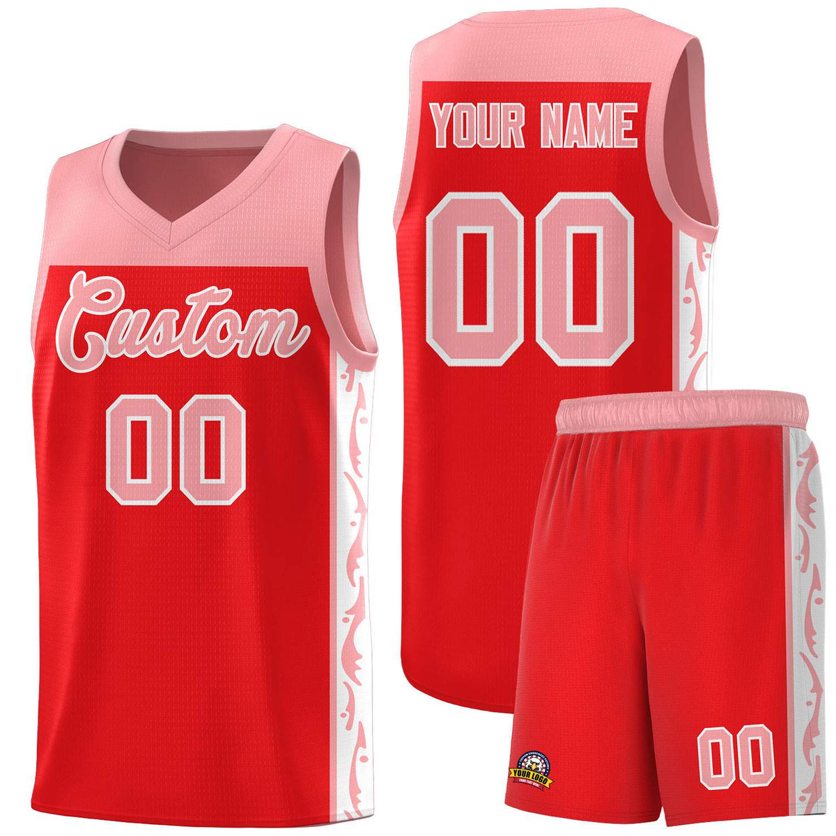 Custom Red Side Pattern Sports Uniform Basketball Jersey