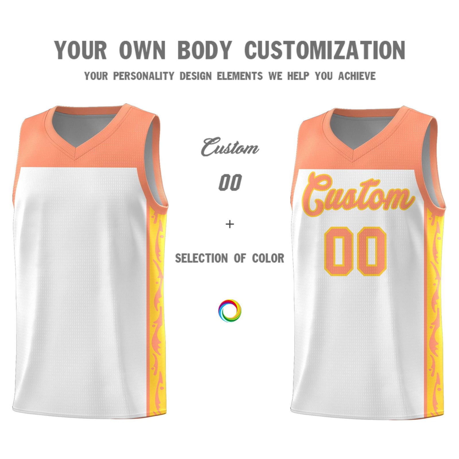 Custom White Side Pattern Sports Uniform Basketball Jersey