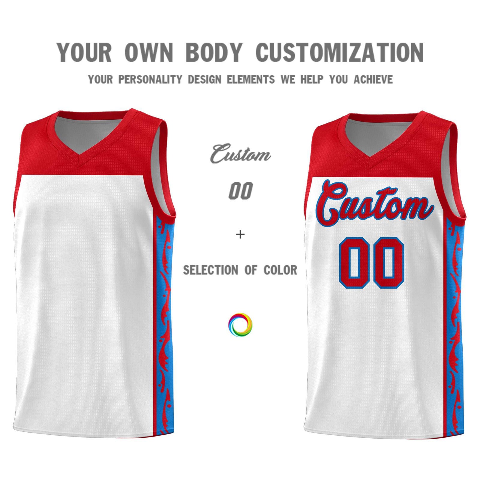 Custom White Side Pattern Sports Uniform Basketball Jersey