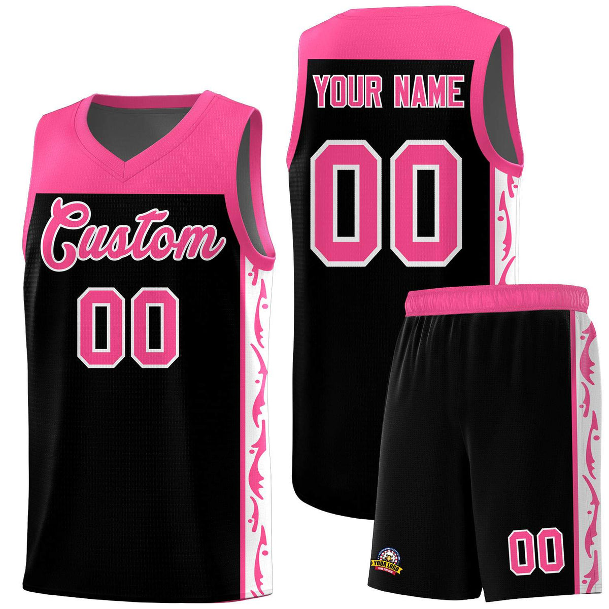 Custom Black Side Pattern Sports Uniform Basketball Jersey