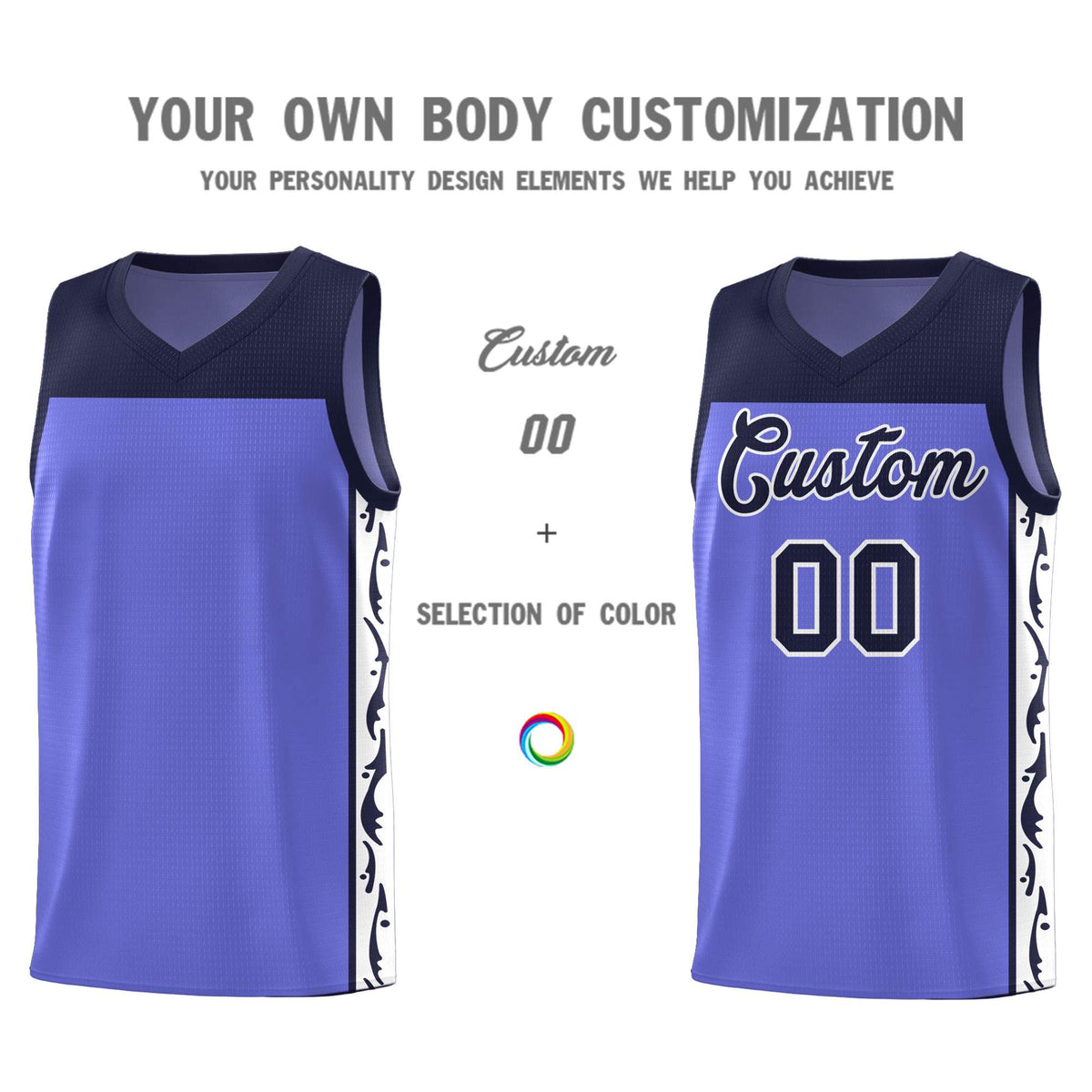 Custom Purple Side Pattern Sports Uniform Basketball Jersey