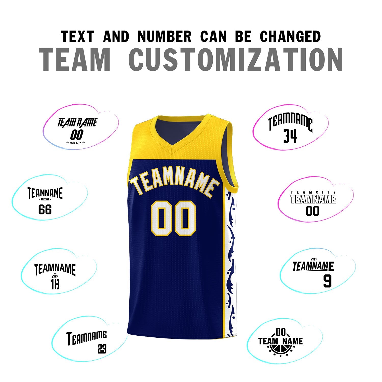Custom Navy Side Pattern Sports Uniform Basketball Jersey