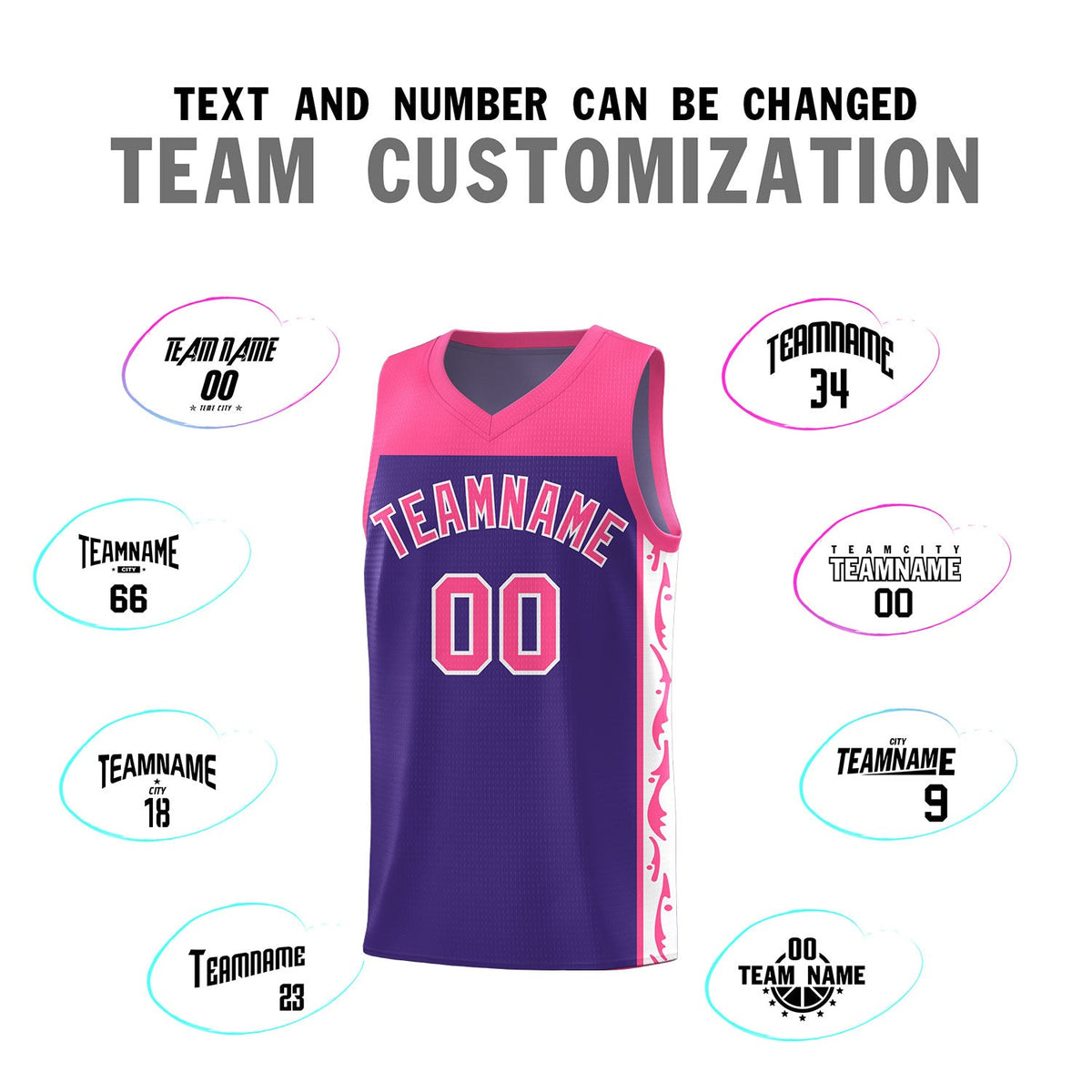 Custom Purple Side Pattern Sports Uniform Basketball Jersey