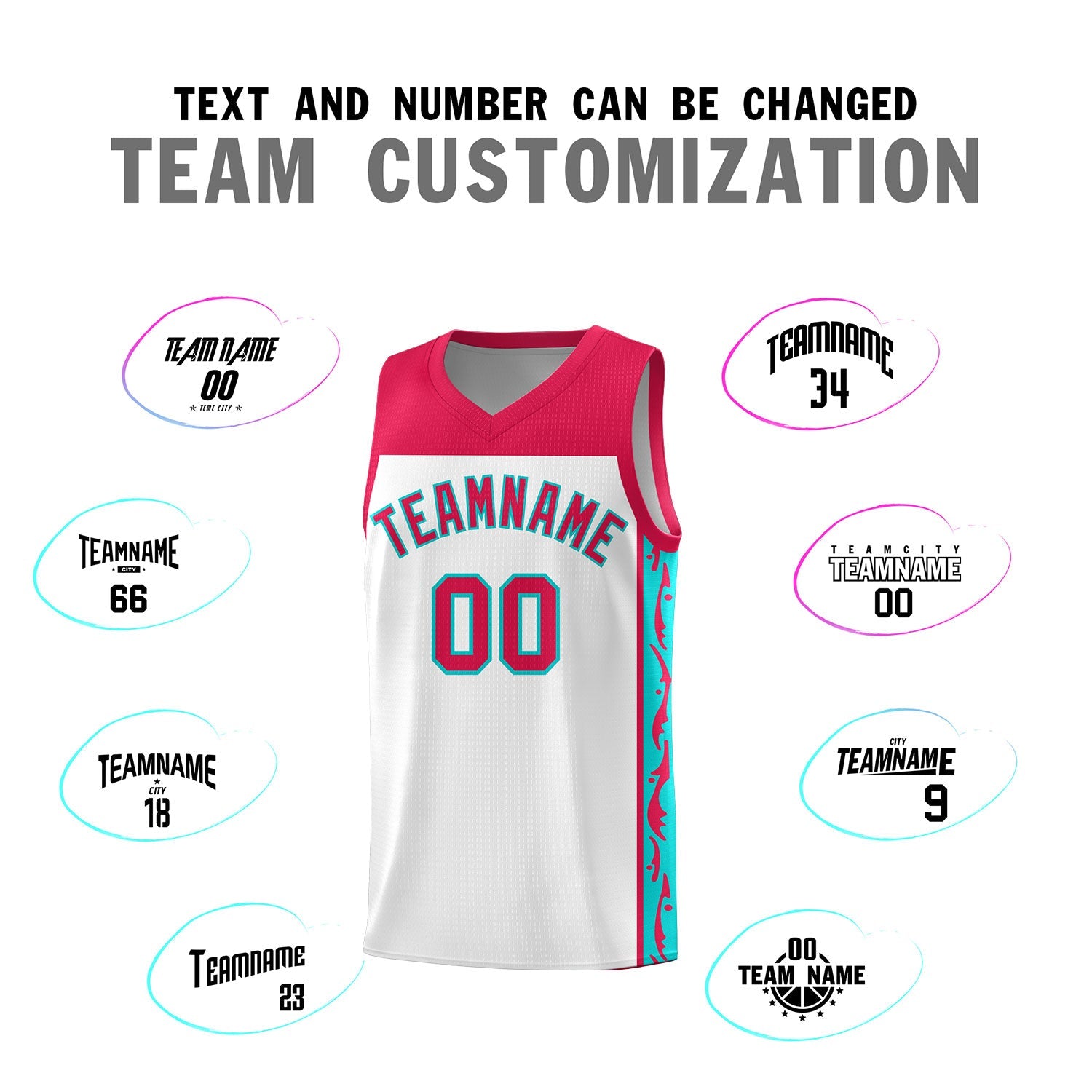 Custom White Side Pattern Sports Uniform Basketball Jersey