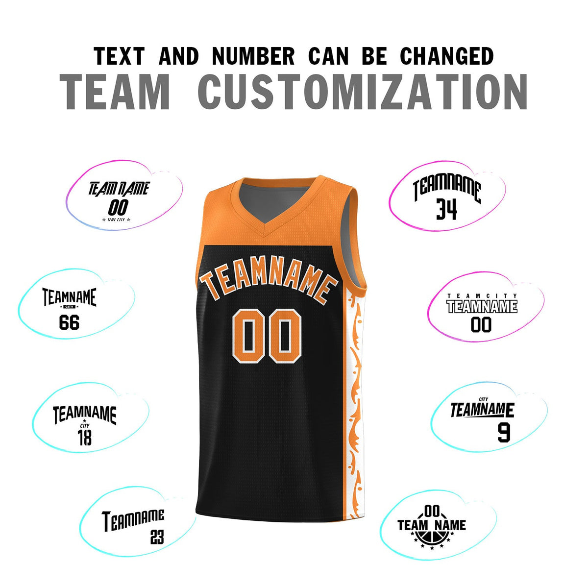 Custom Black Side Pattern Sports Uniform Basketball Jersey