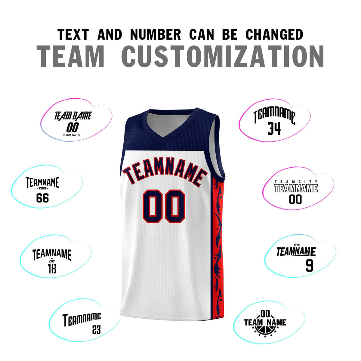Custom White Side Pattern Sports Uniform Basketball Jersey