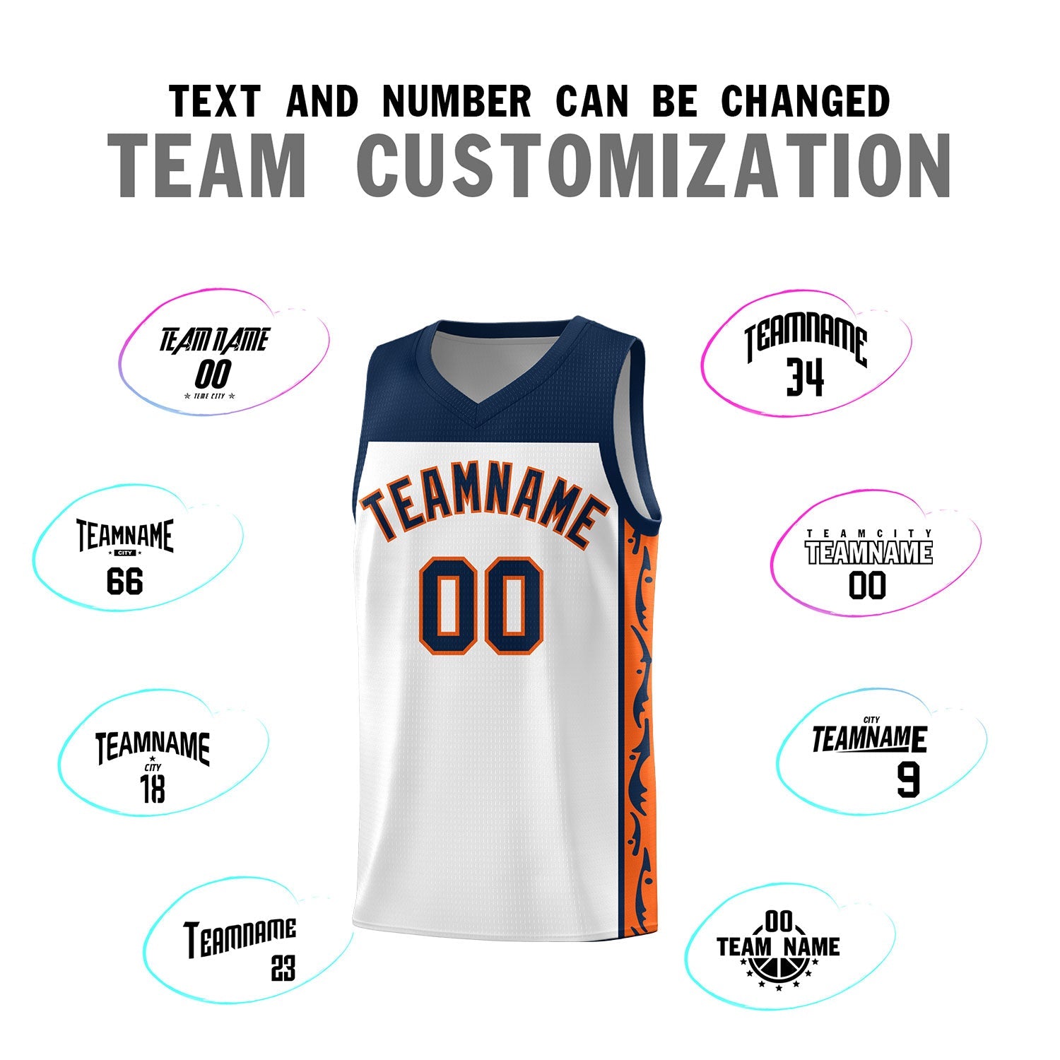 Custom White Side Pattern Sports Uniform Basketball Jersey