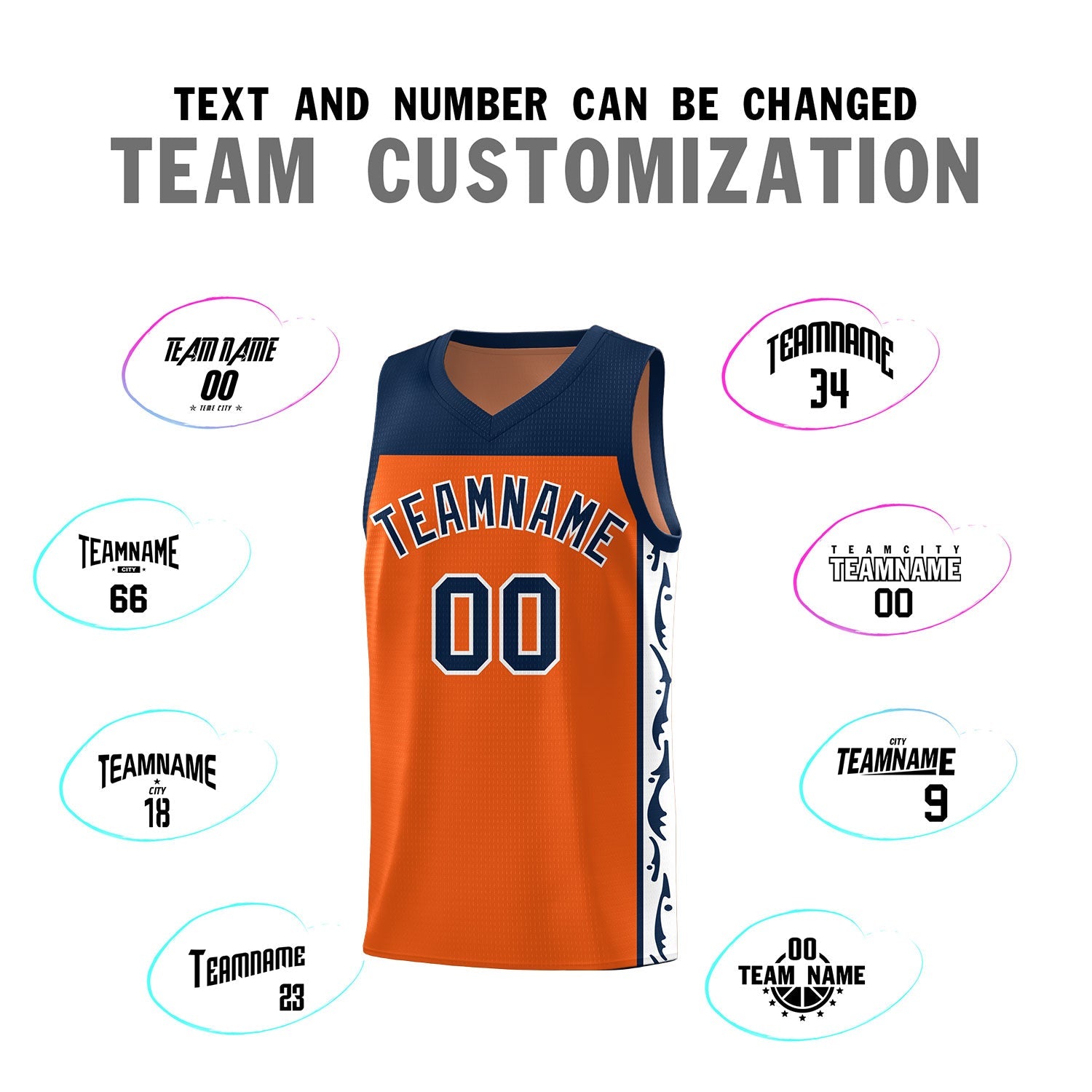 Custom Orange Side Pattern Sports Uniform Basketball Jersey