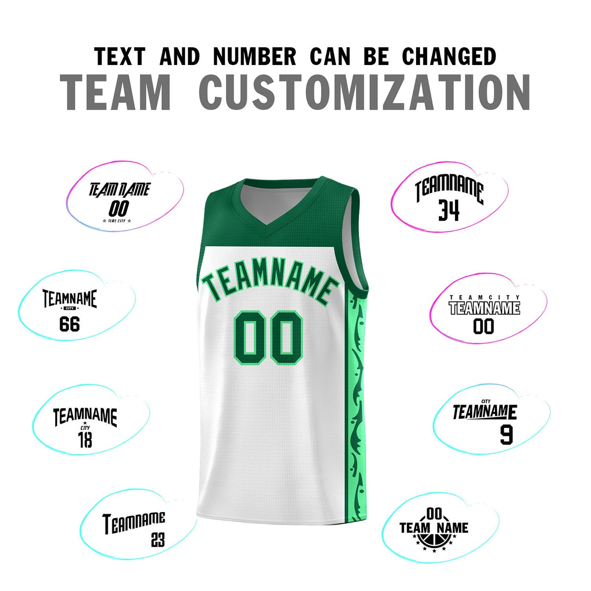 Custom White Side Pattern Sports Uniform Basketball Jersey