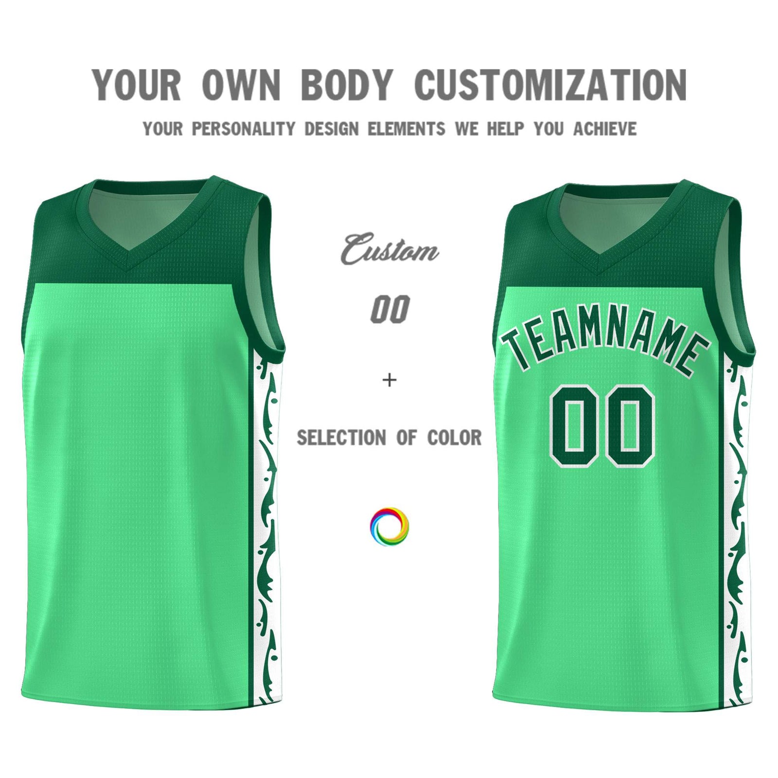 Custom Bright Green Side Pattern Sports Uniform Basketball Jersey