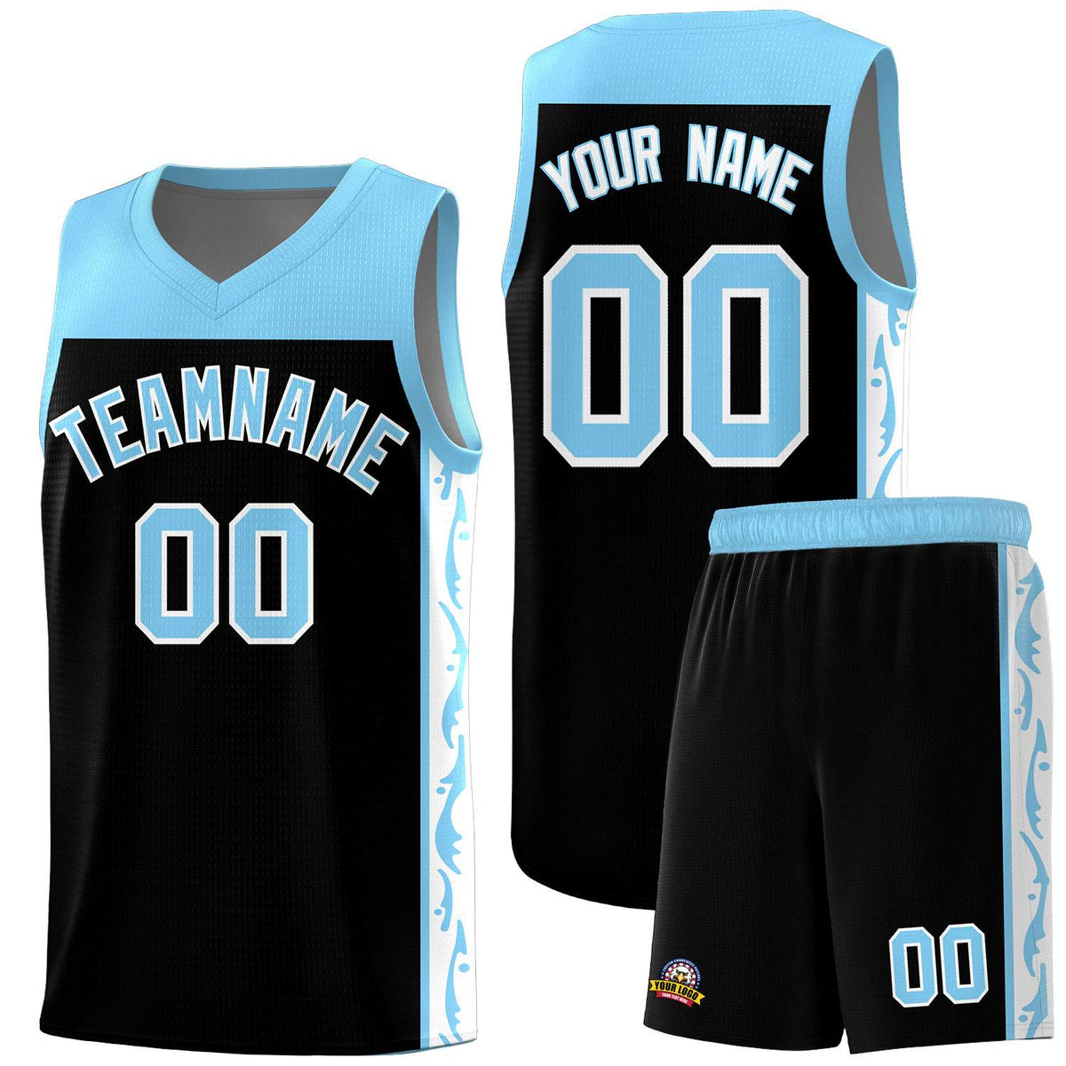 Custom Black Side Pattern Sports Uniform Basketball Jersey