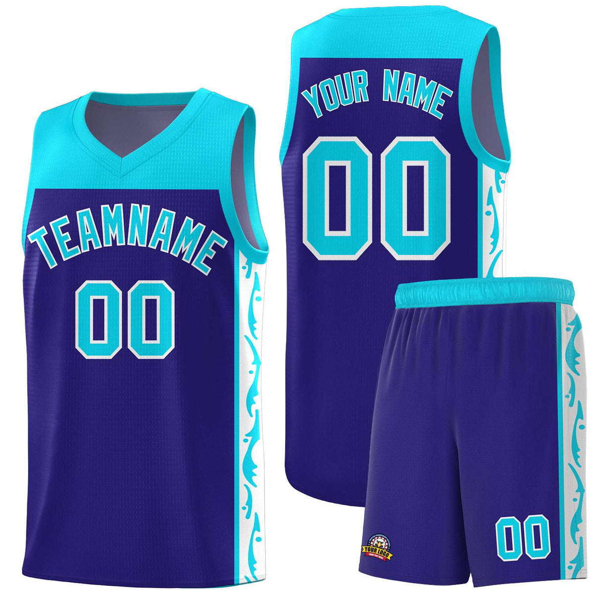 Custom Royal Side Pattern Sports Uniform Basketball Jersey