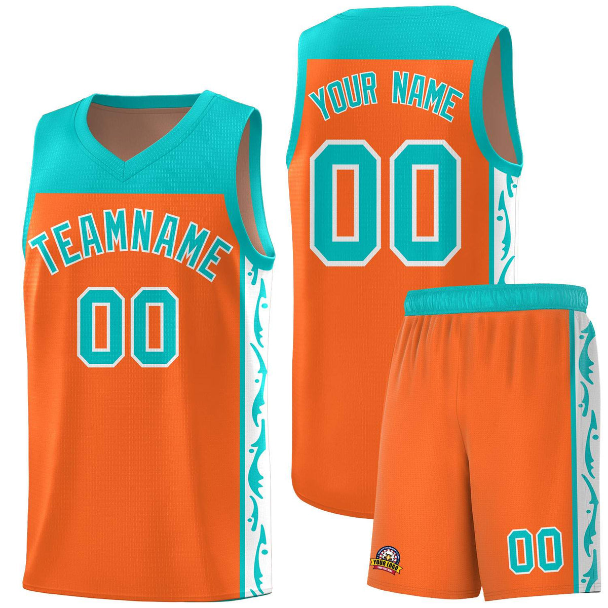 Custom Orange Side Pattern Sports Uniform Basketball Jersey