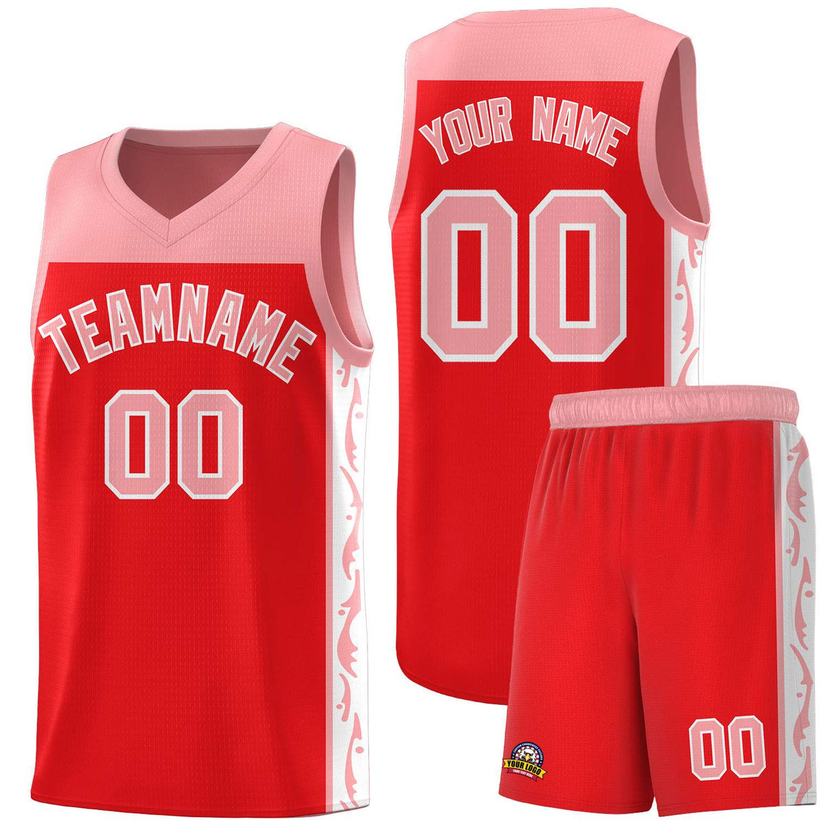Custom Red Side Pattern Sports Uniform Basketball Jersey