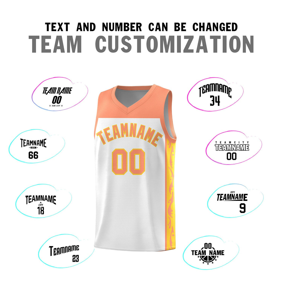 Custom White Side Pattern Sports Uniform Basketball Jersey