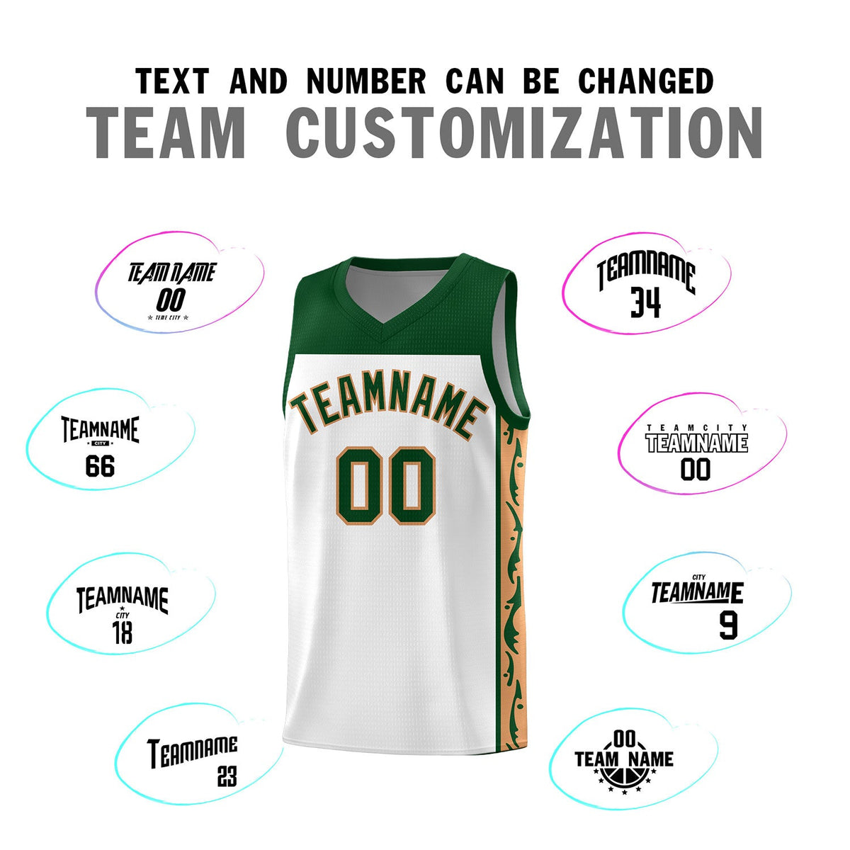 Custom White Side Pattern Sports Uniform Basketball Jersey