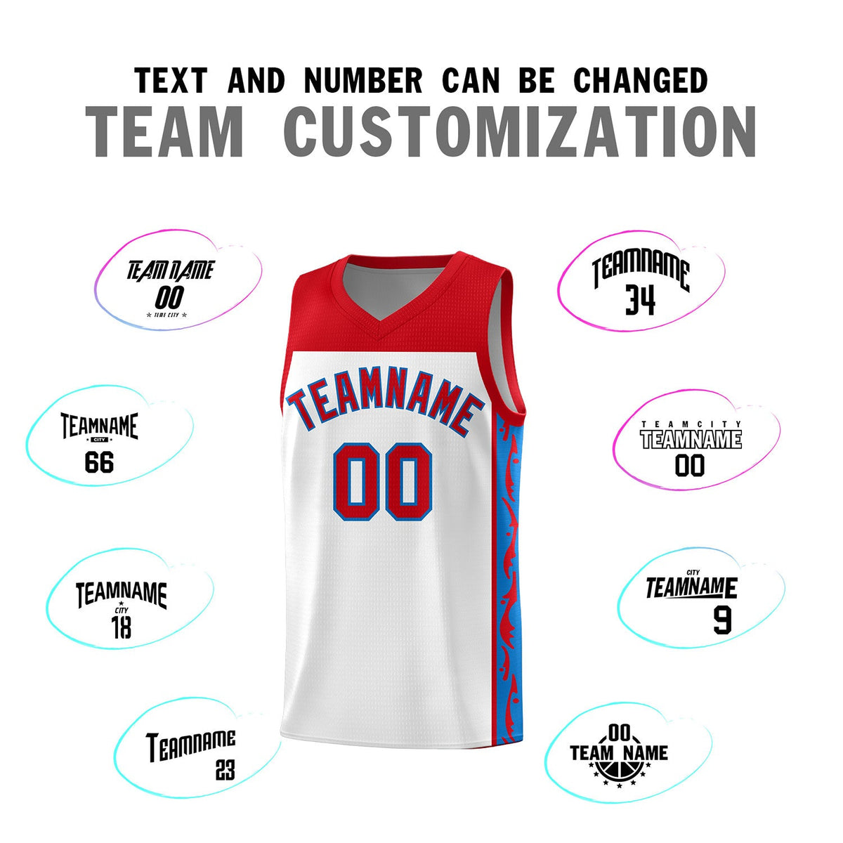 Custom White Side Pattern Sports Uniform Basketball Jersey