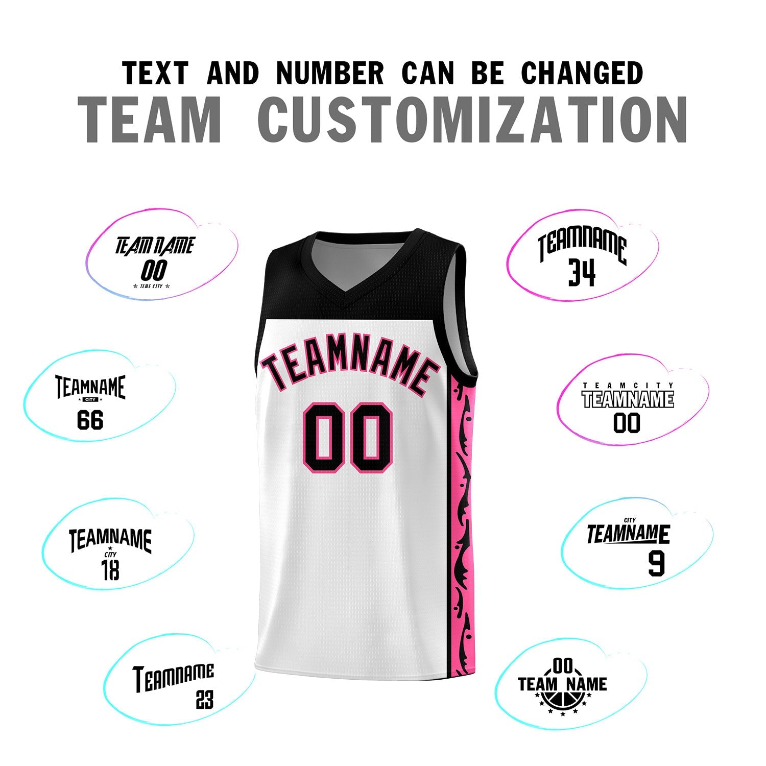 Custom White Side Pattern Sports Uniform Basketball Jersey