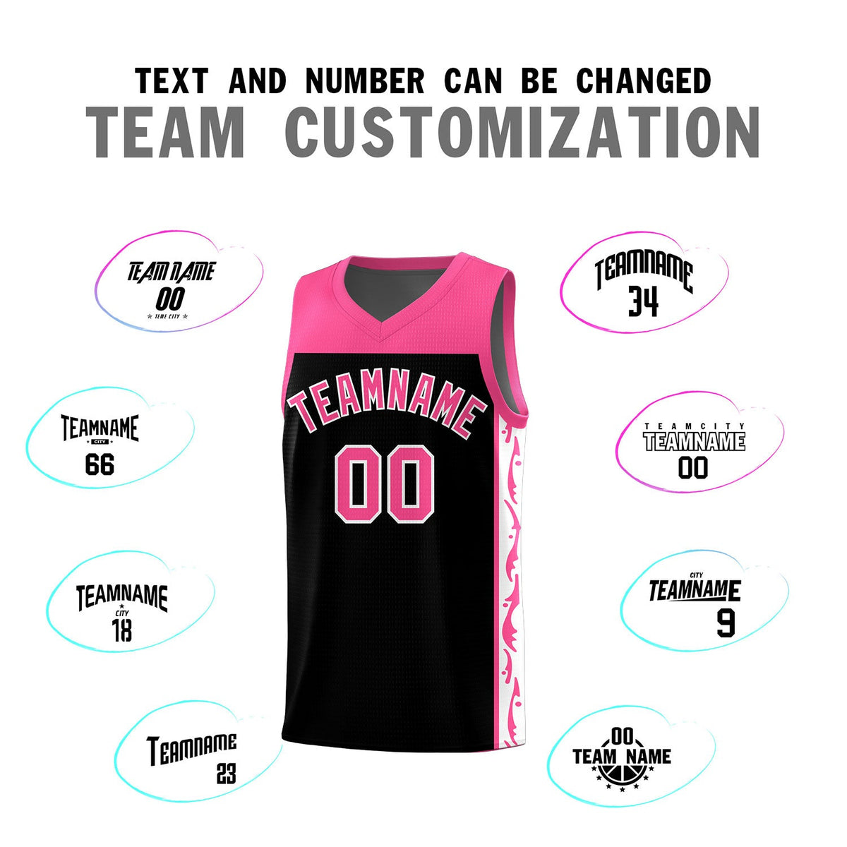 Custom Black Side Pattern Sports Uniform Basketball Jersey