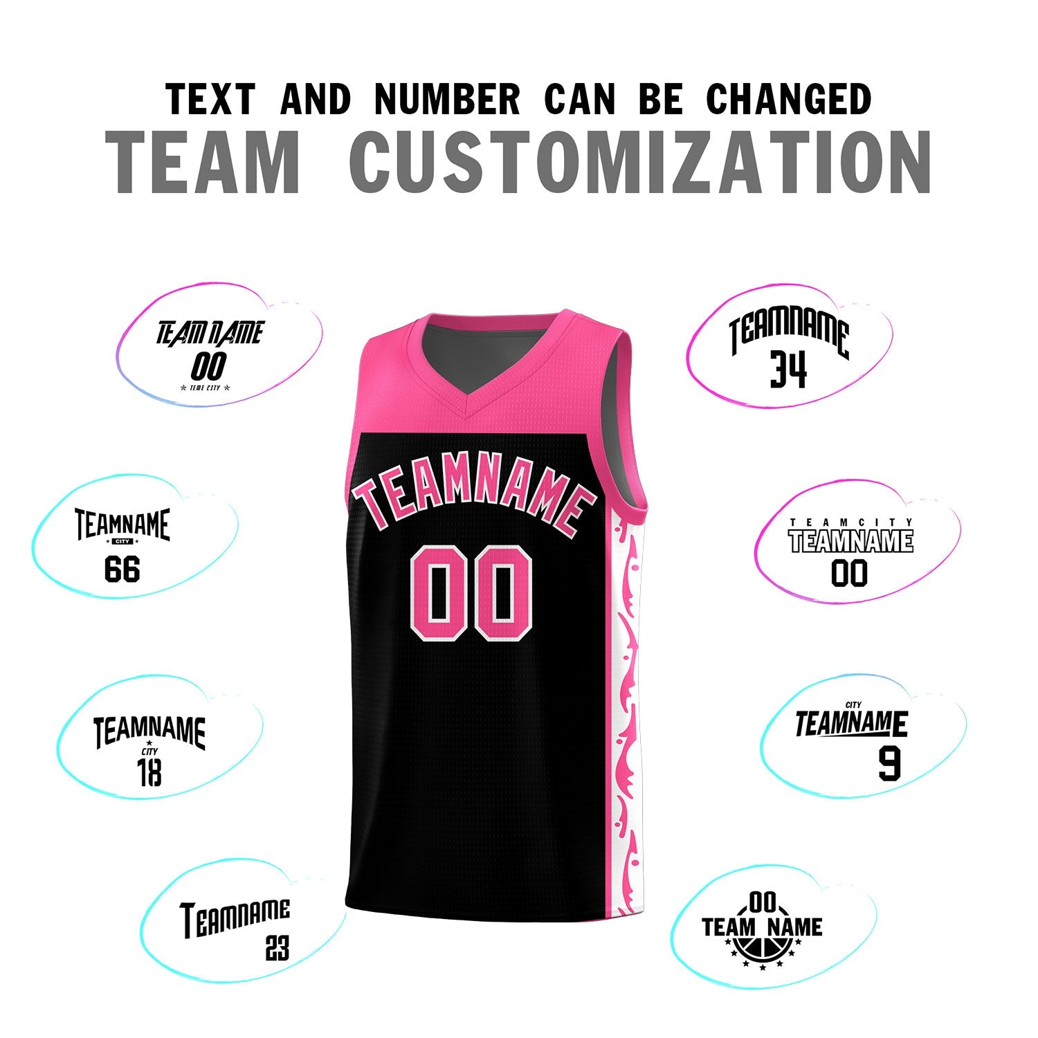 Custom Black Side Pattern Sports Uniform Basketball Jersey