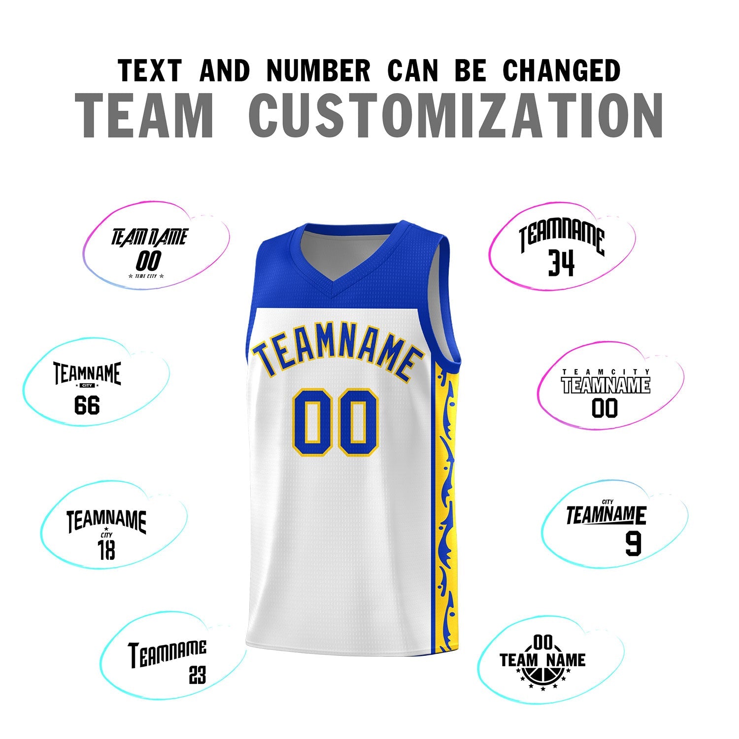Custom White Side Pattern Sports Uniform Basketball Jersey