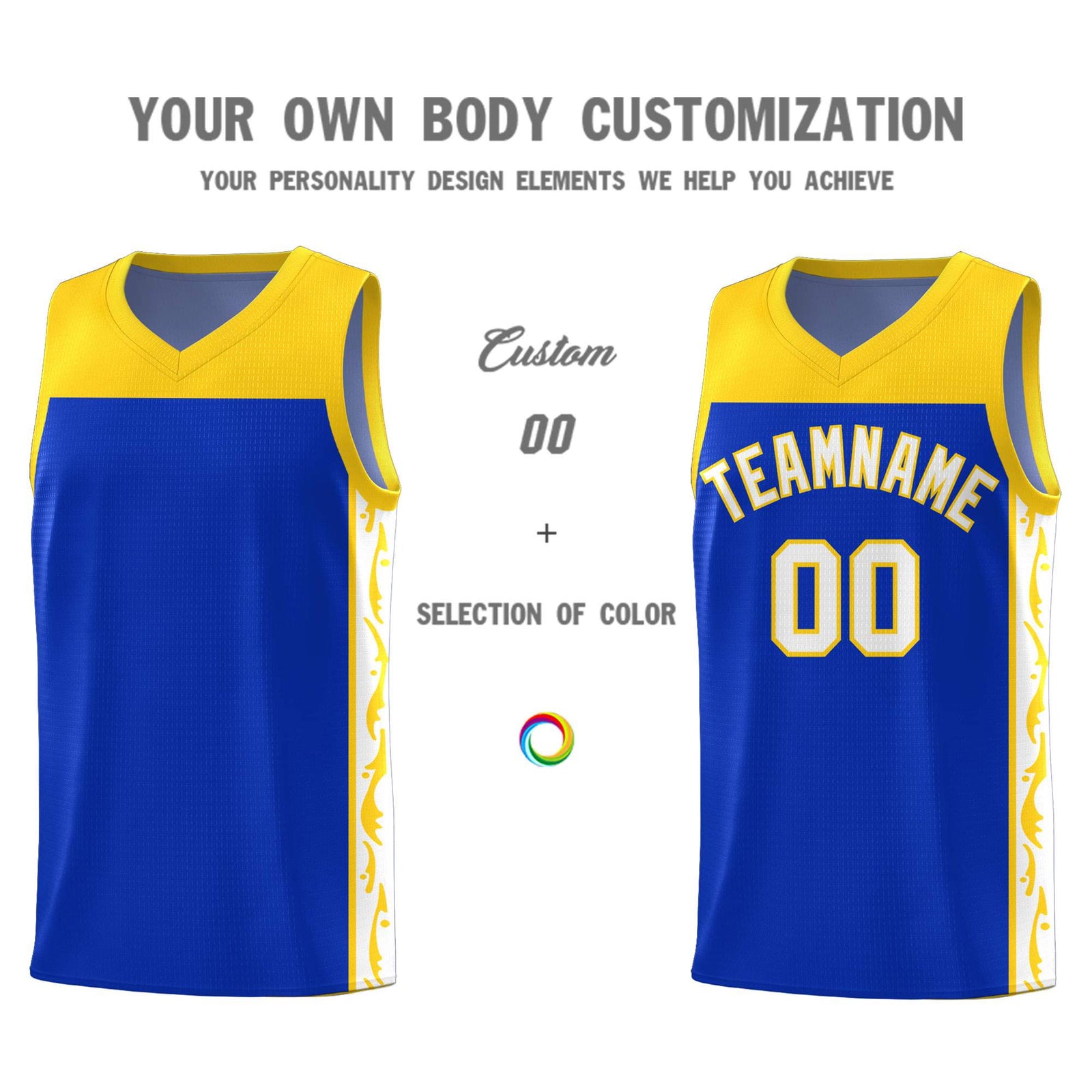 Custom Royal Side Pattern Sports Uniform Basketball Jersey