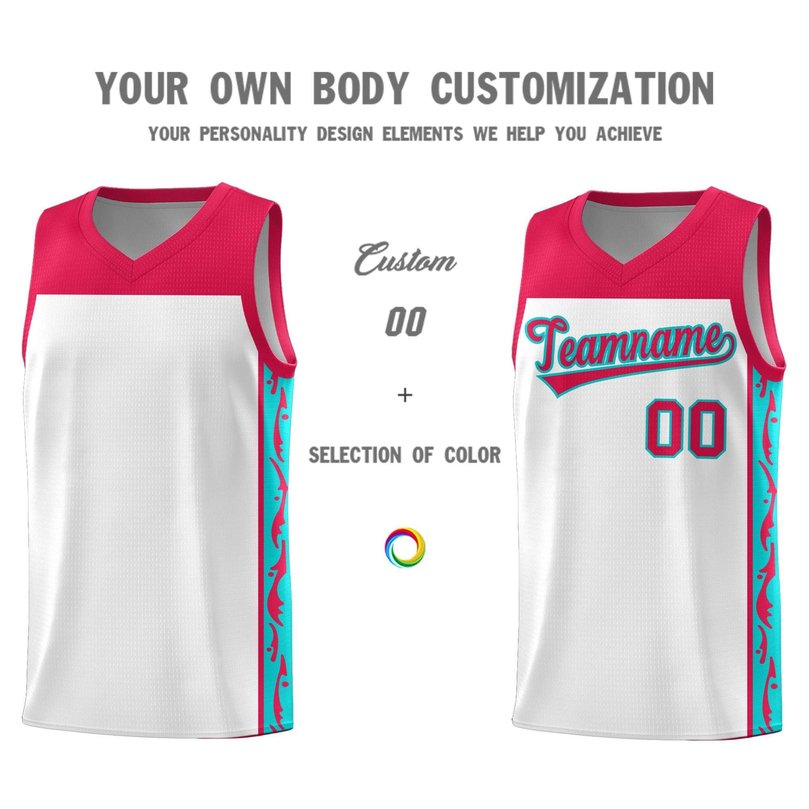 Custom White Side Pattern Sports Uniform Basketball Jersey