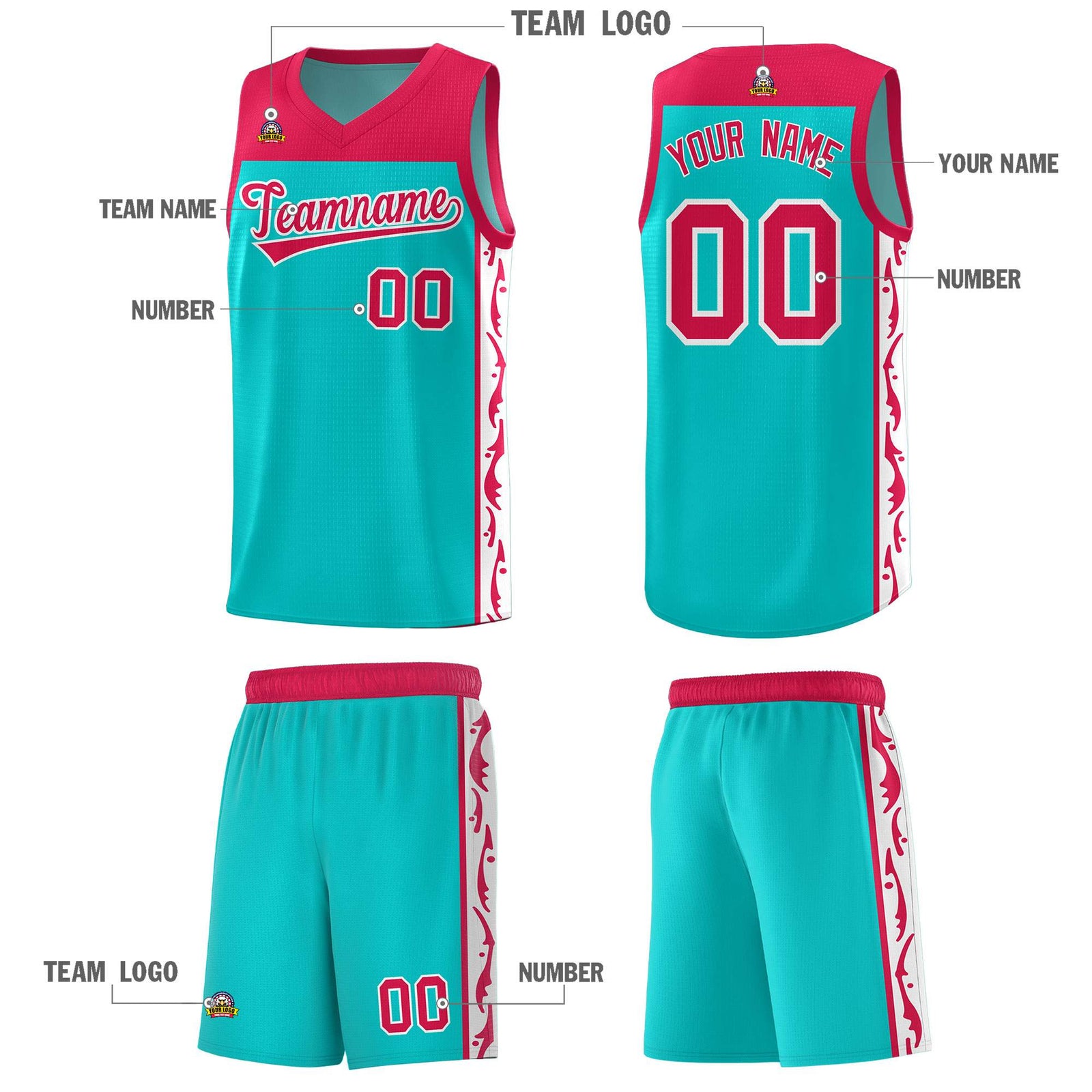 Custom Bright Green Side Pattern Sports Uniform Basketball Jersey