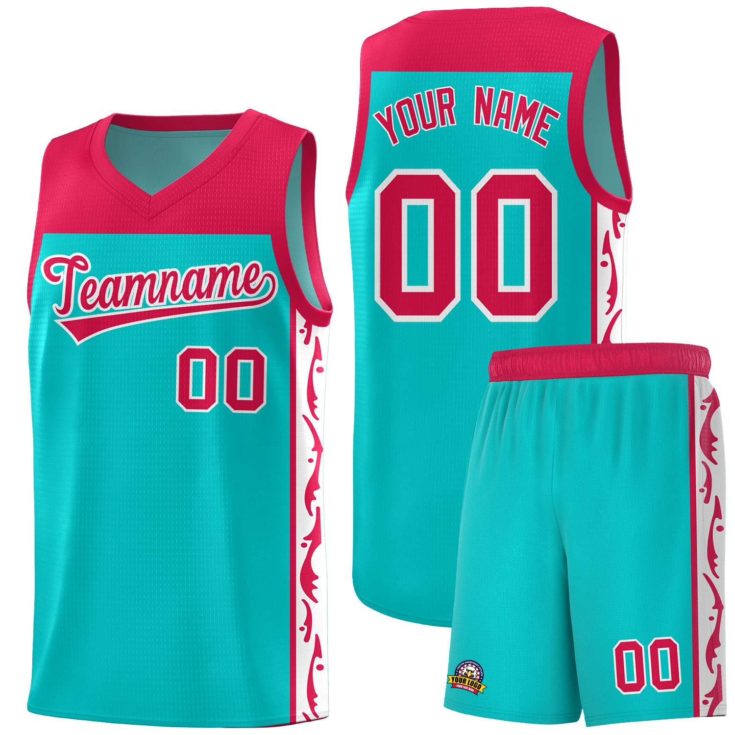 Custom Bright Green Side Pattern Sports Uniform Basketball Jersey