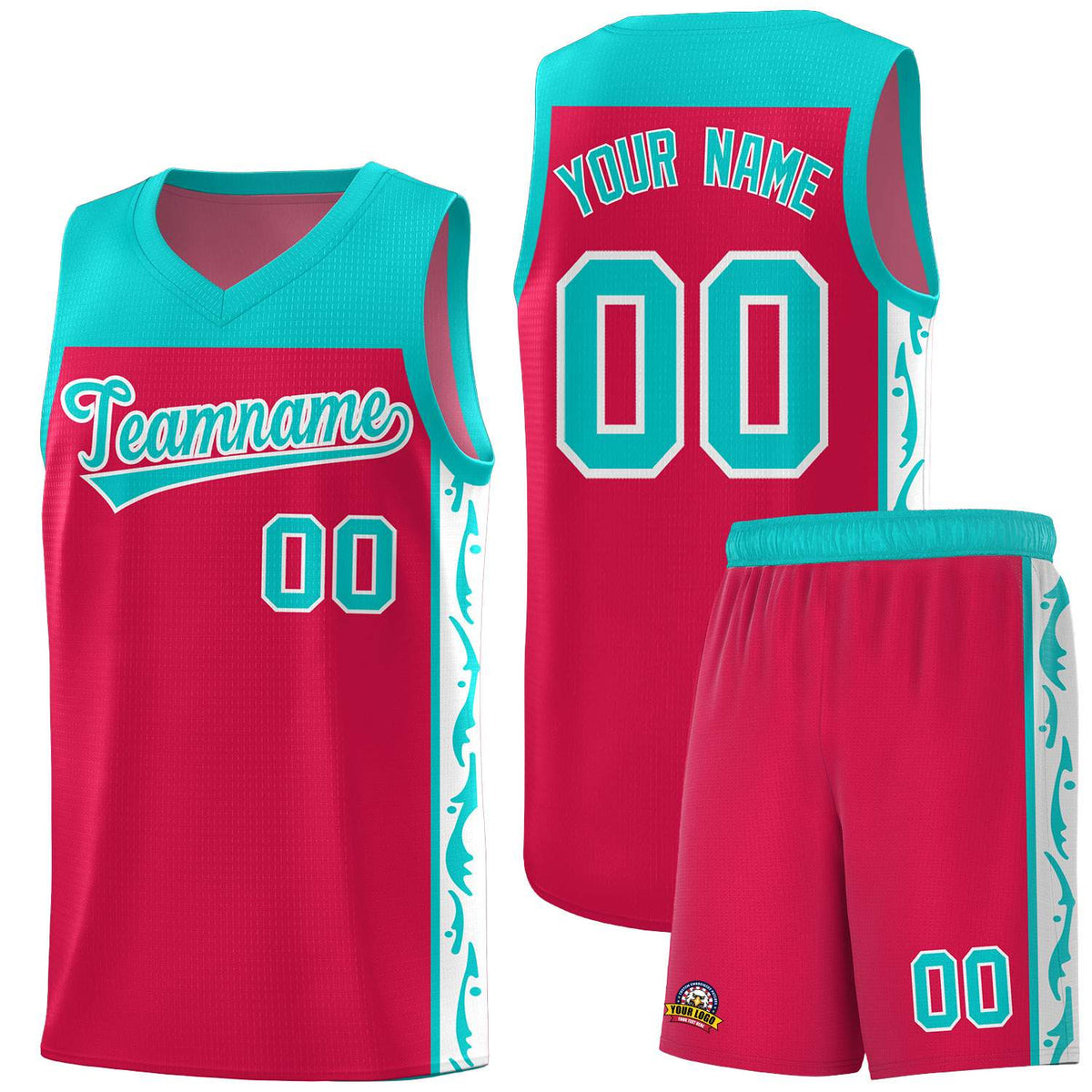 Custom Red Side Pattern Sports Uniform Basketball Jersey
