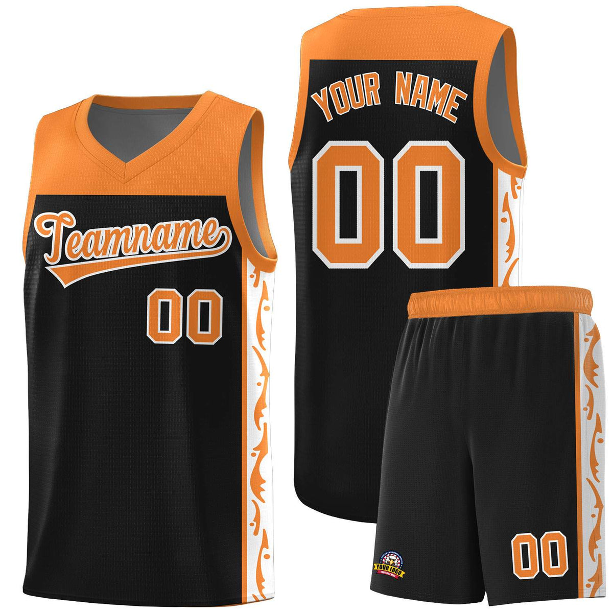 Custom Black Side Pattern Sports Uniform Basketball Jersey