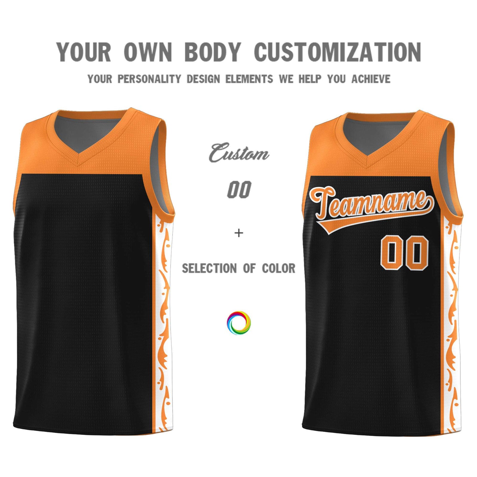 Custom Black Side Pattern Sports Uniform Basketball Jersey