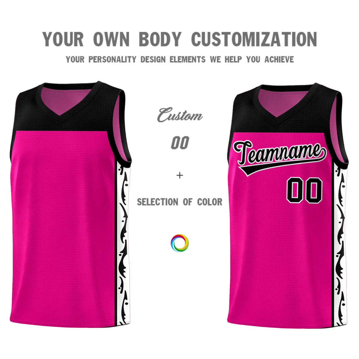 Custom Red Side Pattern Sports Uniform Basketball Jersey