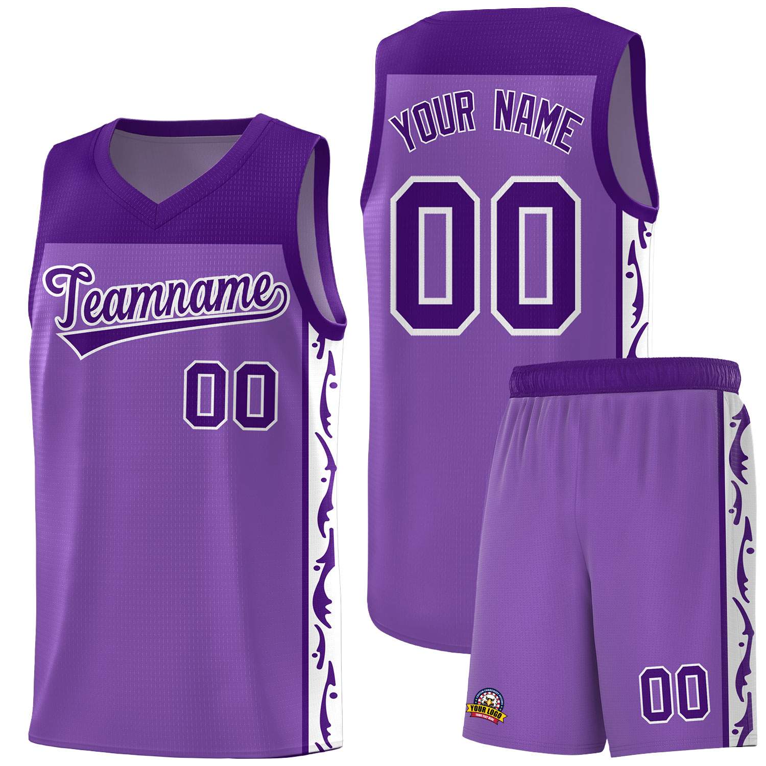 Custom Purple Side Pattern Sports Uniform Basketball Jersey