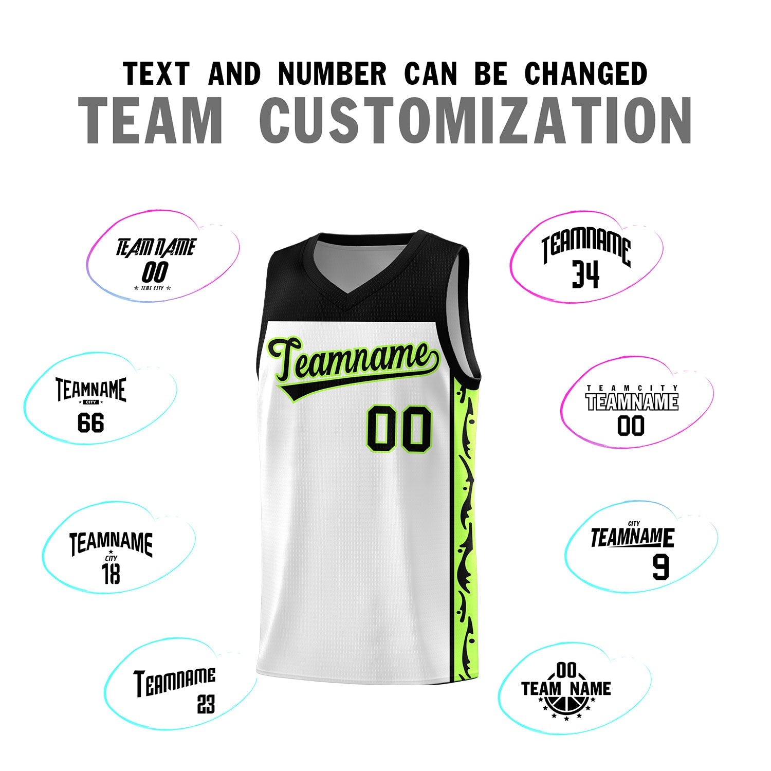 Custom White Side Pattern Sports Uniform Basketball Jersey